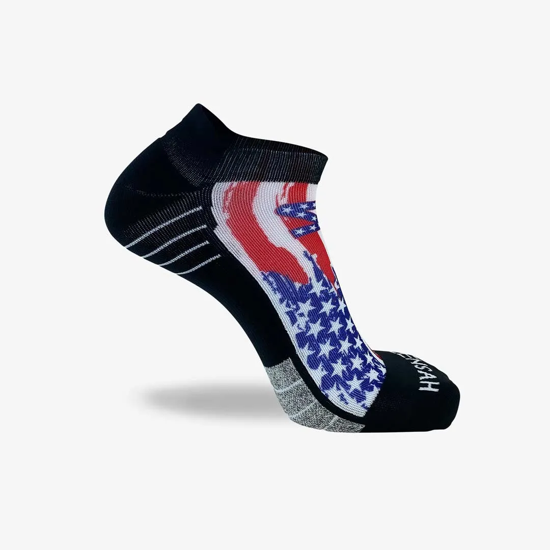 Rugged USA Flag Running Socks (No Show)