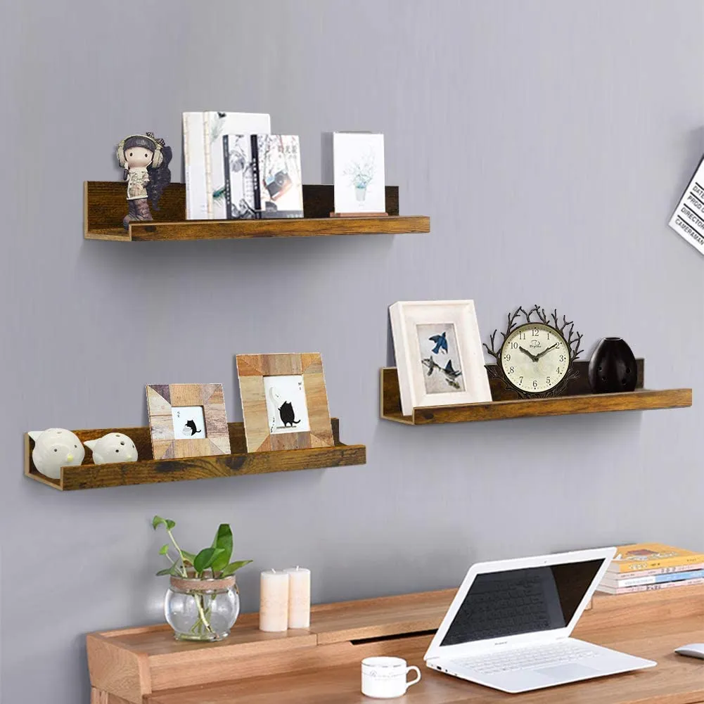 Set of 3 floating 16-inch wall shelves different sizes