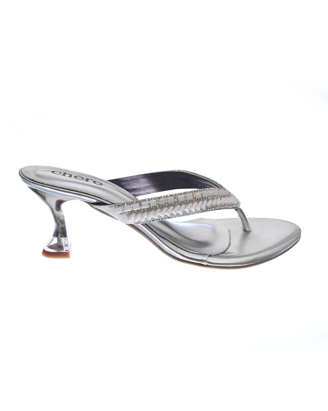 Silver Fashion Strap Heeled Sandals for Women