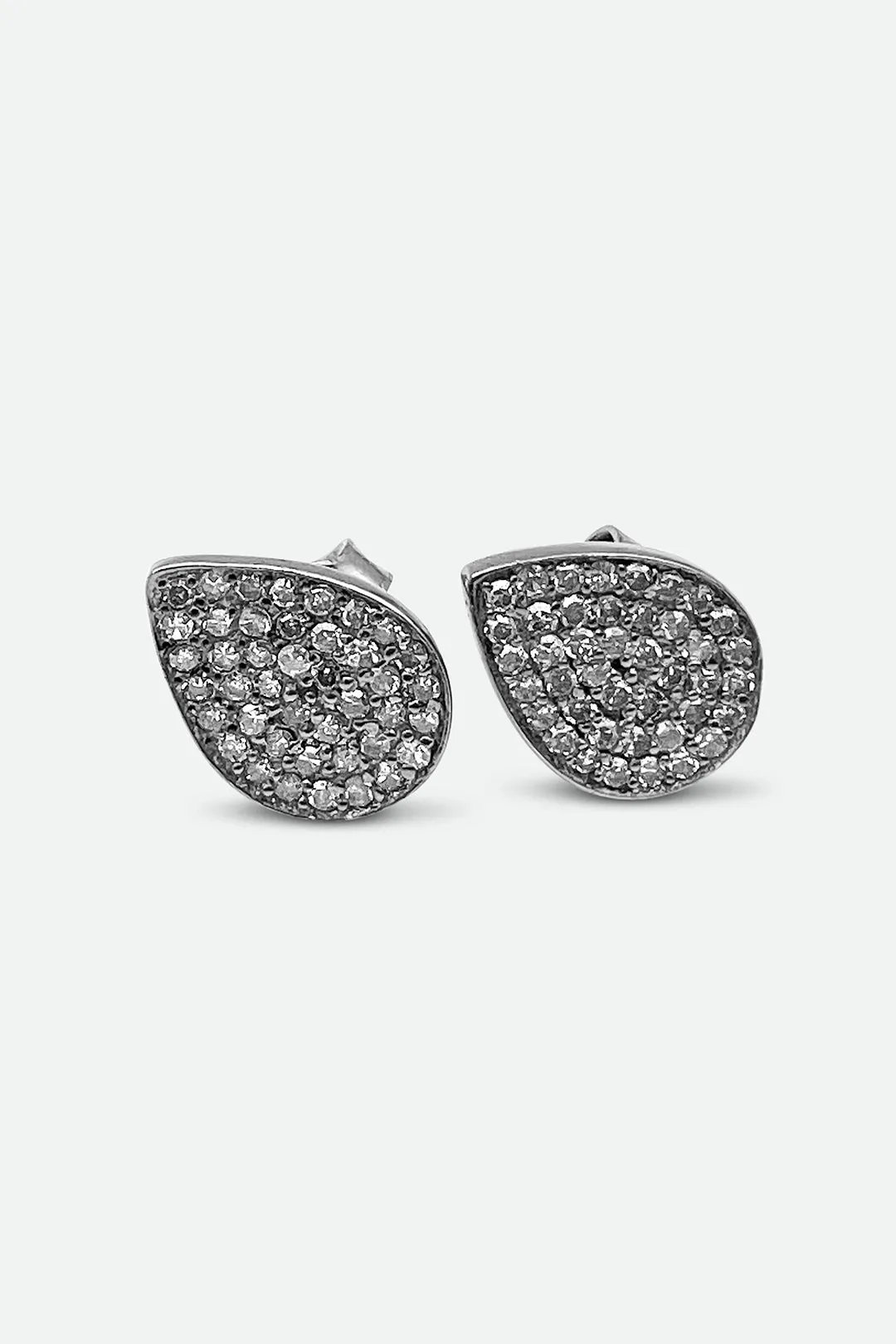 Sterling Silver Diamond Teardrop Studs