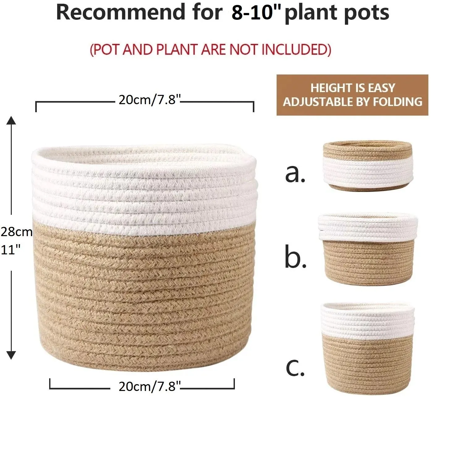 Sturdy Jute Rope Plant Basket Cover