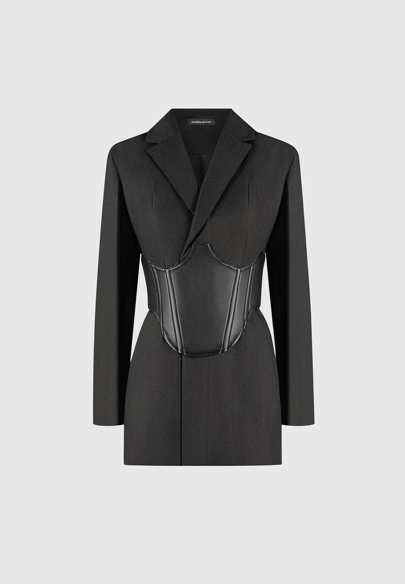 Tailored Blazer Dress with Reversible Corset - Black