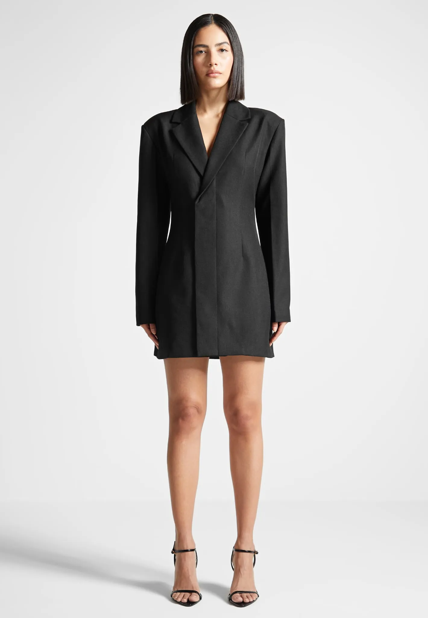 Tailored Blazer Dress with Reversible Corset - Black