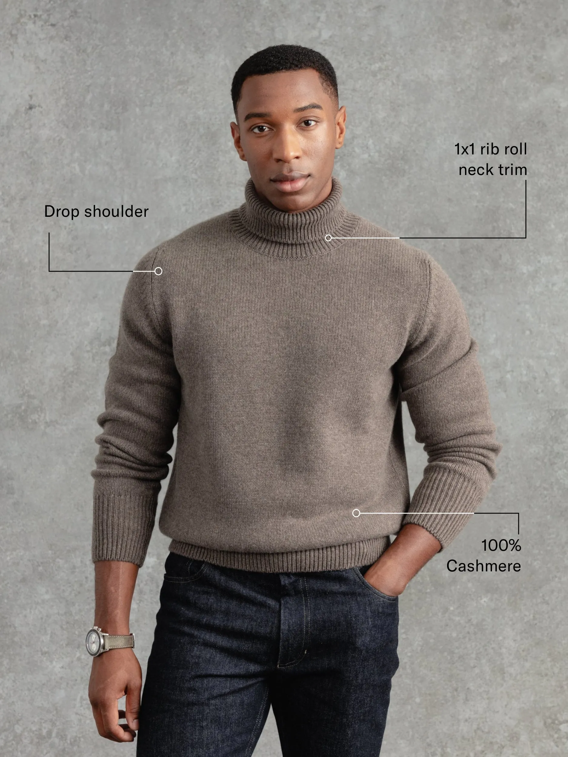 The Cashmere Submariner Rollneck - Dark Taupe