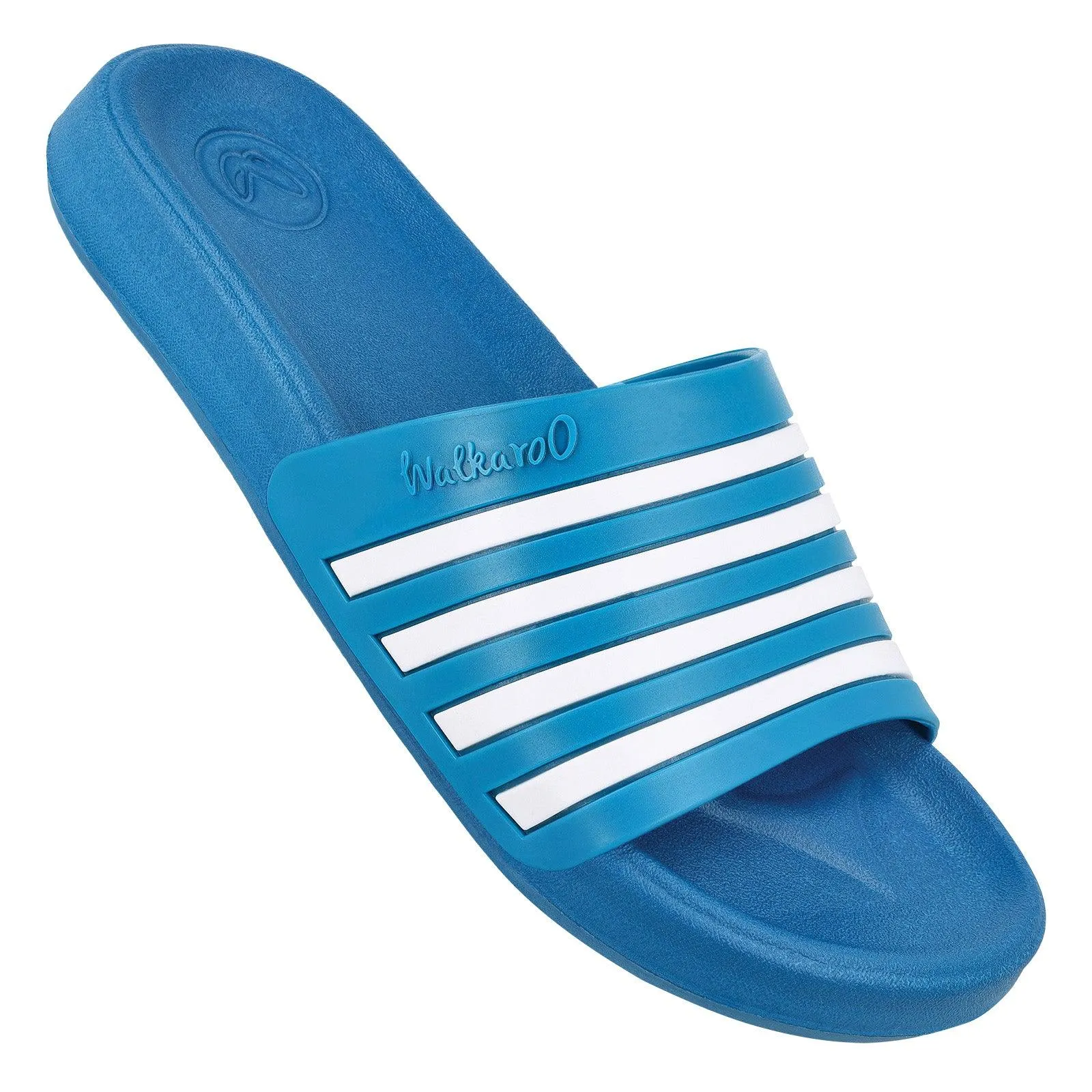 Walkaroo Mens Flip Flop Sliders  - WC4819 Teal Blue