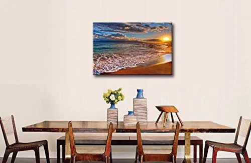 WALL ART PAINTING BEACH SUNRISE WHITE WAVE PRINTS ON CANVAS THE PICTURE SEASCAPE PICTURES OIL FOR HOME MODERN DECORATION PRINT DECOR FOR ITEMS