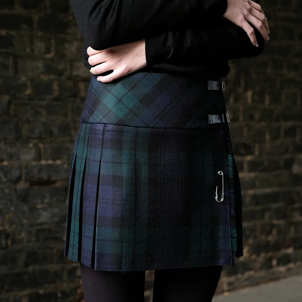 Women’s Mini Hip Kilt in Black Watch Tartan