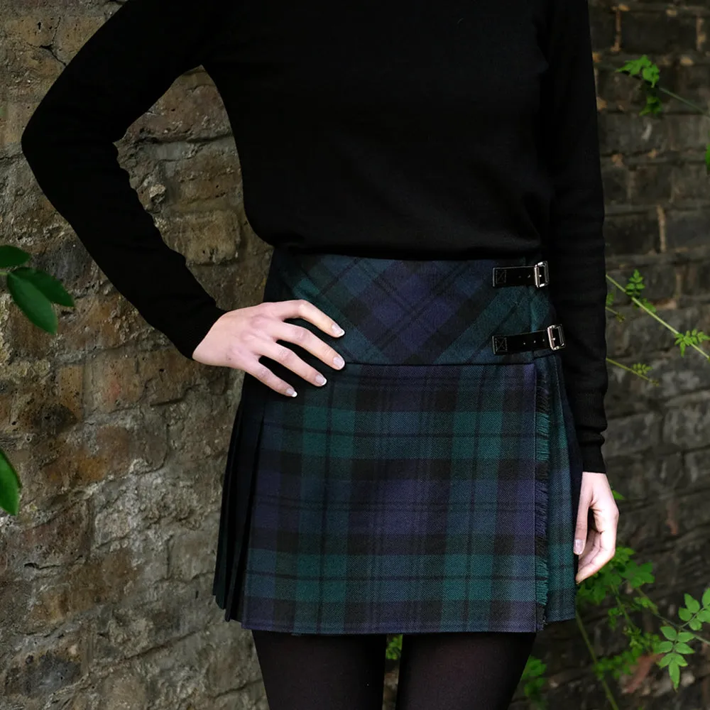 Women’s Mini Hip Kilt in Black Watch Tartan