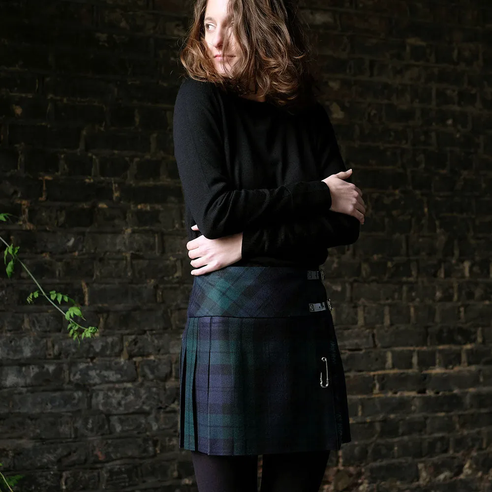 Women’s Mini Hip Kilt in Black Watch Tartan