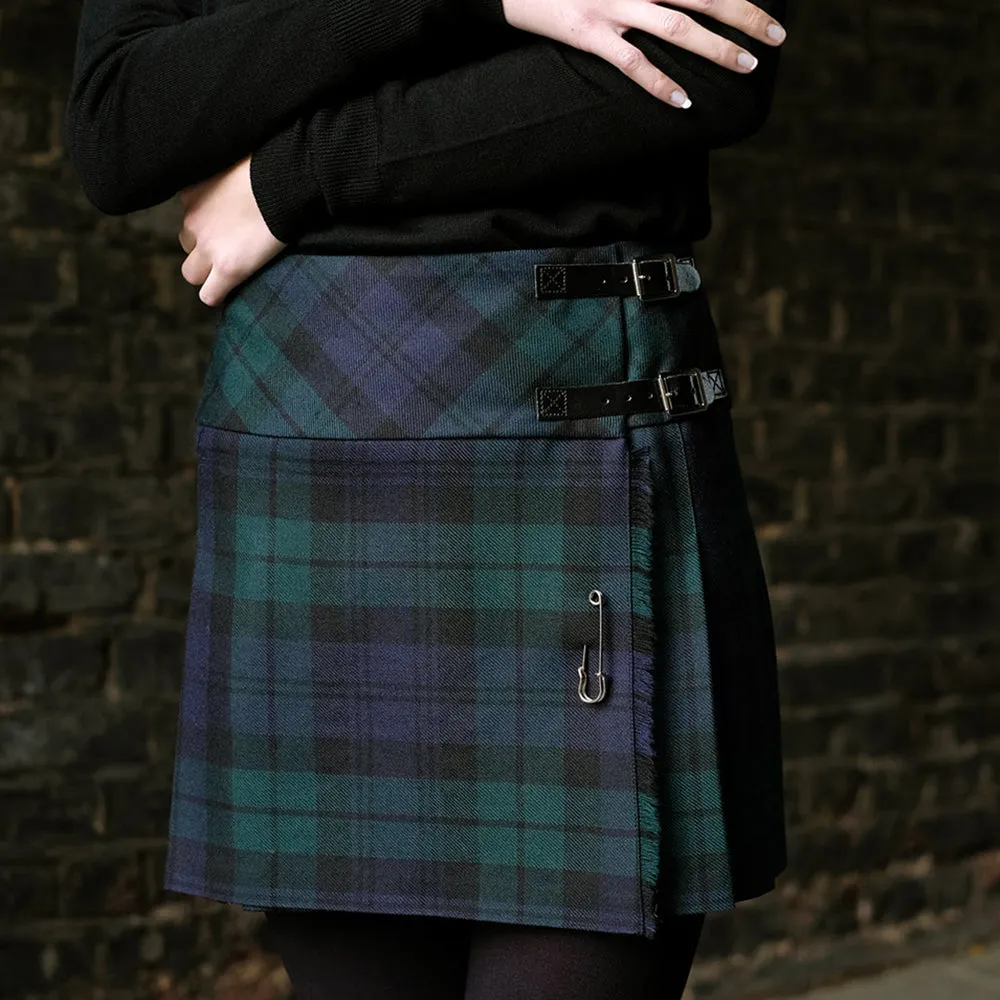 Women’s Mini Hip Kilt in Black Watch Tartan